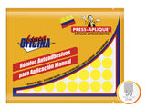 Rotulo oficio 1190 circulo(13mm) x 1064 amarillo press aplique