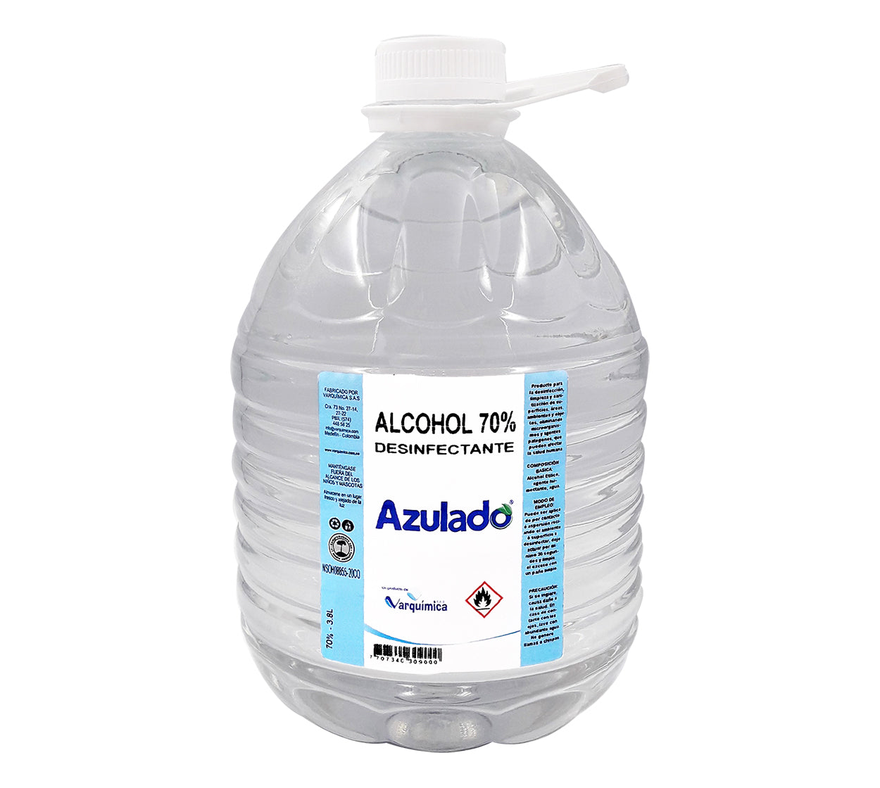Alcohol industrial etilico azulado 70 x 3800 ml