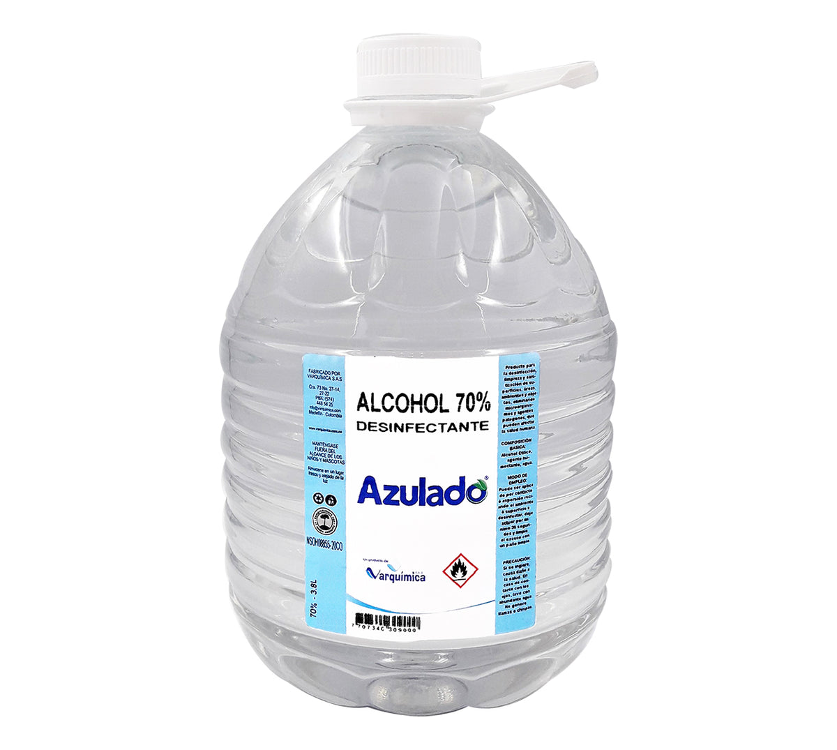 Alcohol industrial etilico azulado 70 x 3800 ml