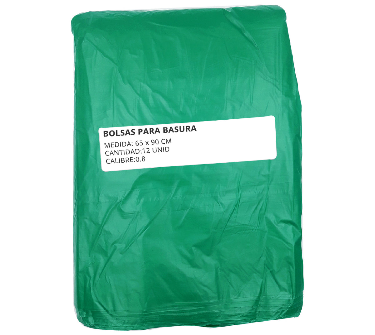 Bolsa basura 65x90 cm verde x 12 calibre 0.8