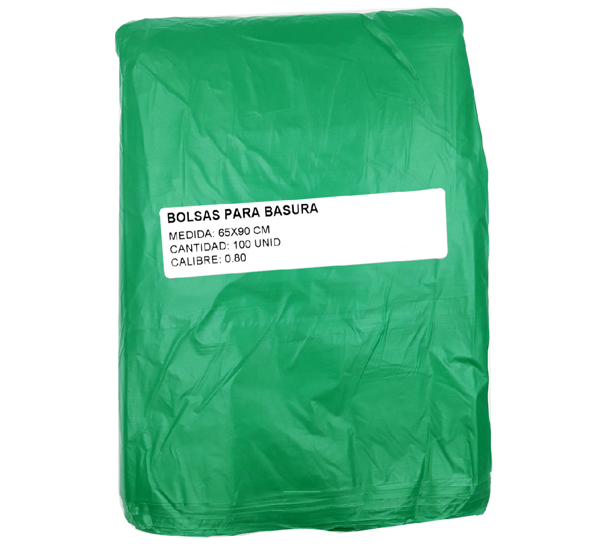 Bolsa basura 65x90 cm verde x 100 calibre 0.8