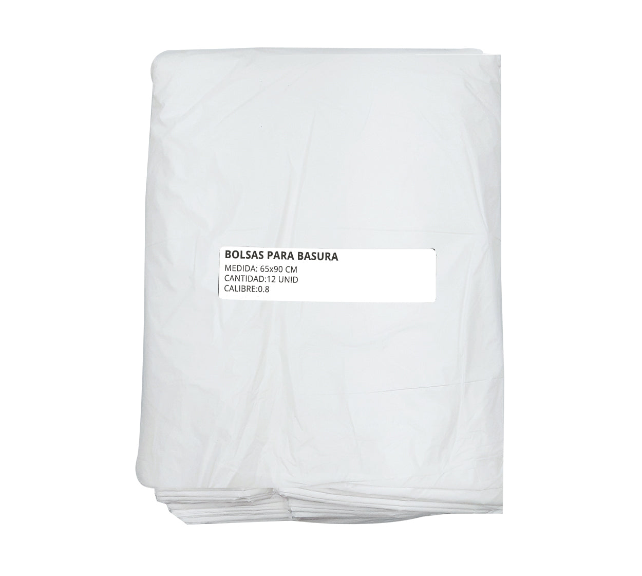 Bolsa basura 65x90 cm blanca x 12 calibre 0.8