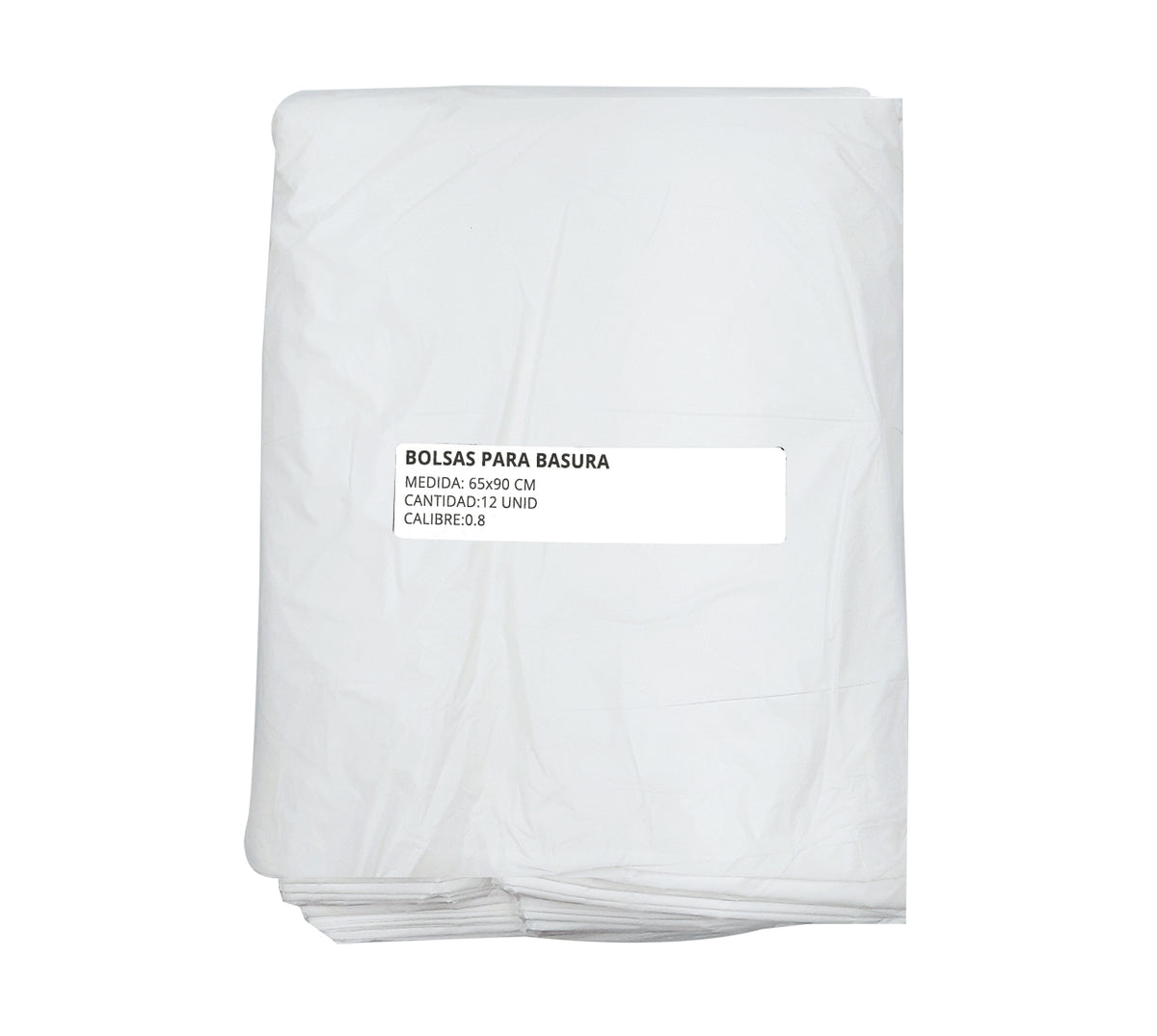Bolsa basura 65x90 cm blanca x 12 calibre 0.8