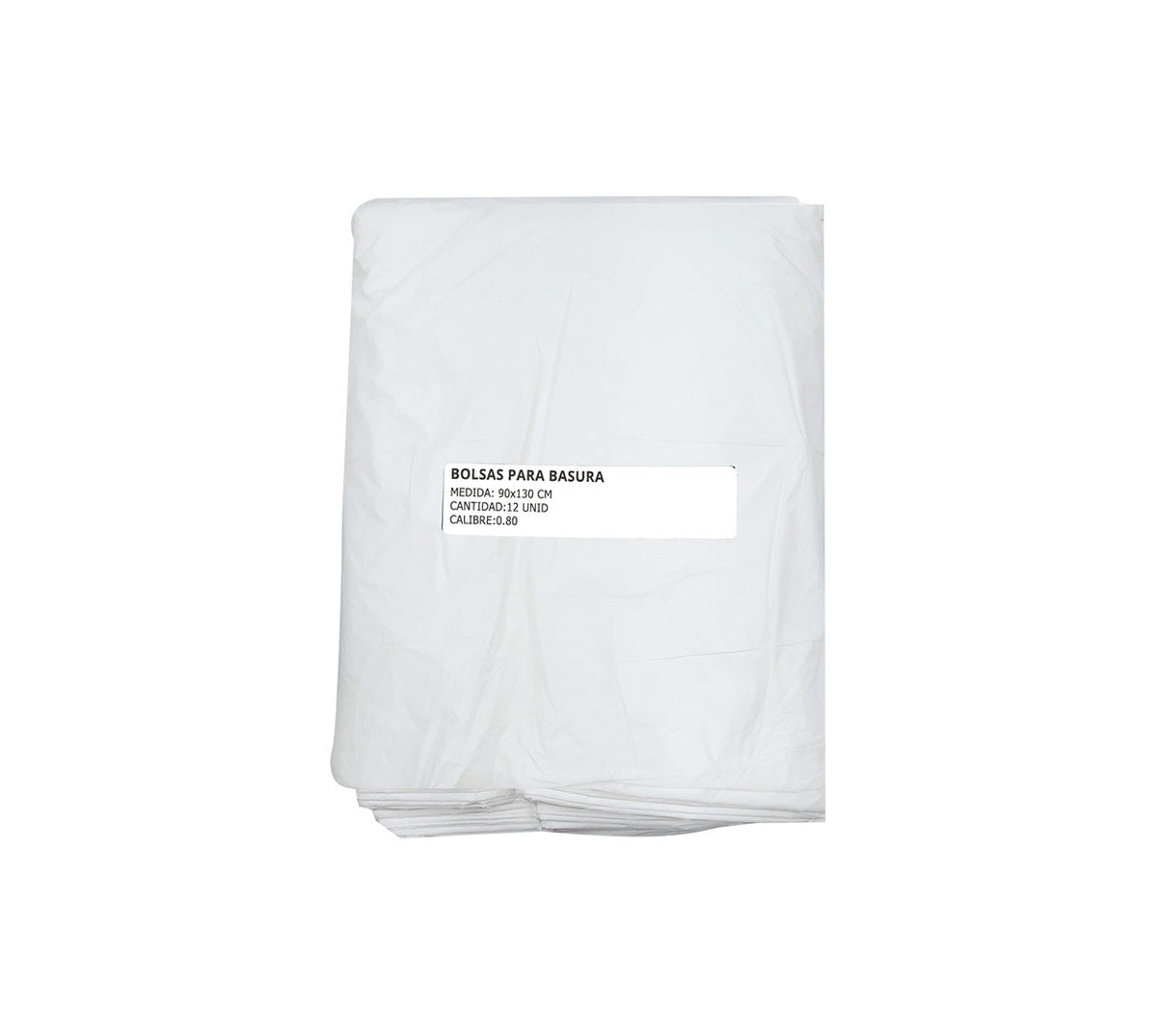 Bolsa basura 90x130 cm blanca x 12 calibre 0.8