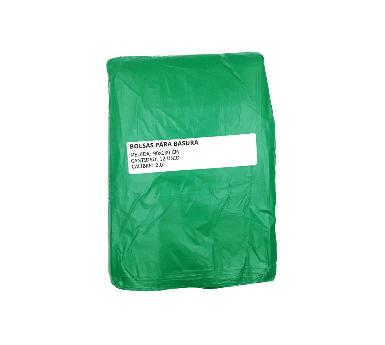 Bolsa basura 90x130 cm verde x 12 calibre 2.0