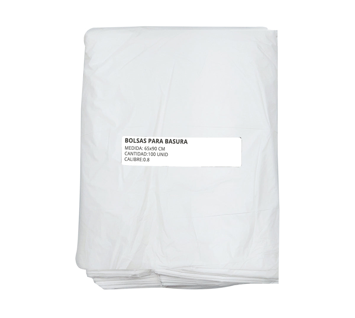 Bolsa basura 65x90 cm blanca x 100 calibre 0.8