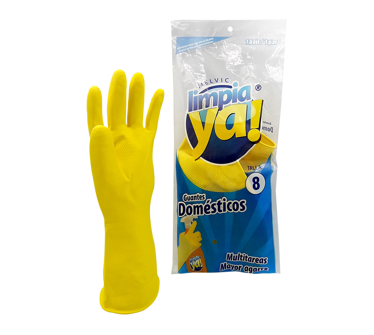 Guante domestico limpiaya amarillo talla 8