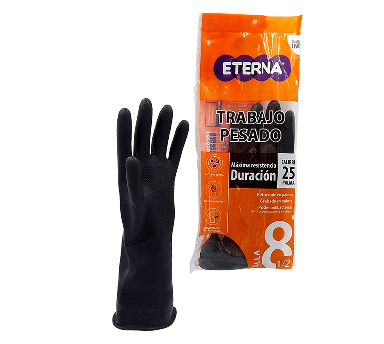 Guante industrial calibre 25 eterna negro talla 8-1/2