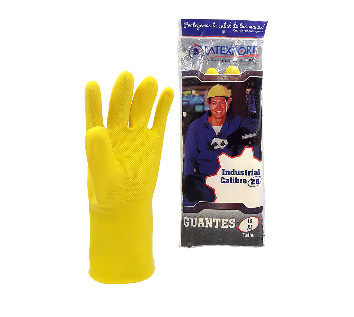 Guante industrial calibre 25 latexport amarillo talla 10