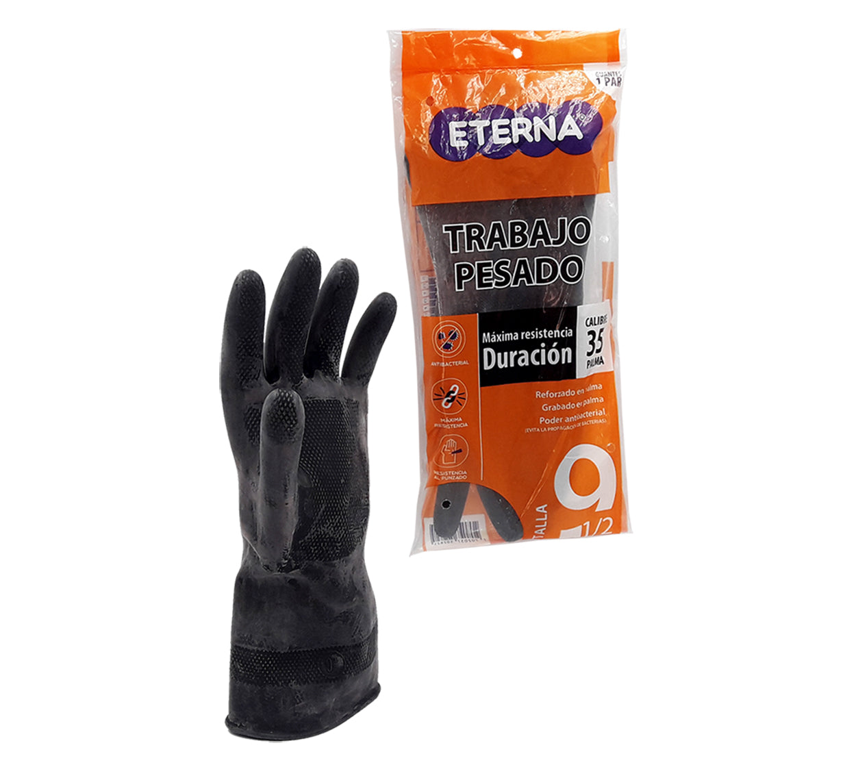 Guante industrial calibre 35 eterna negro talla 9-1/2