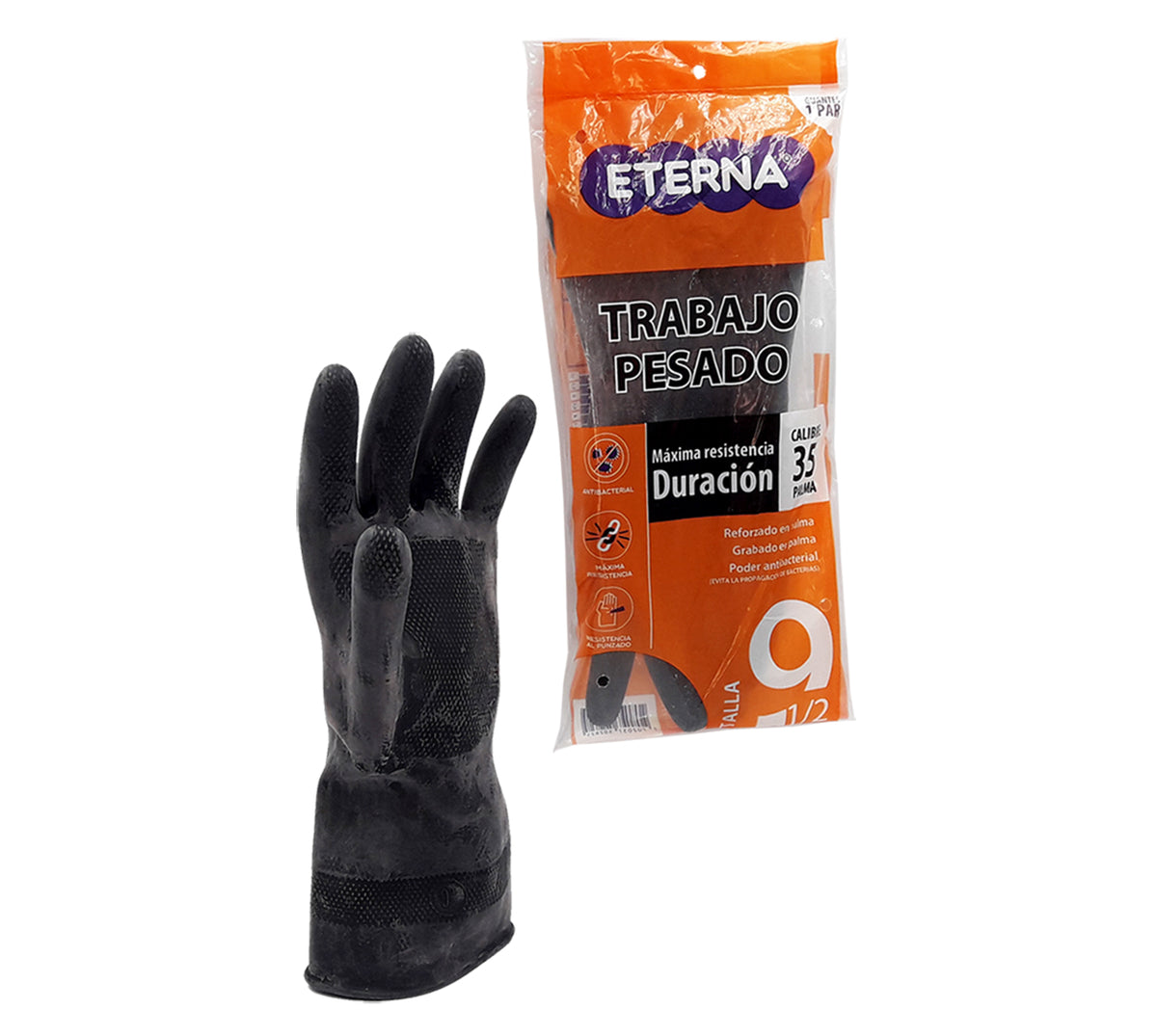 Guante industrial calibre 35 eterna negro talla 9-1/2