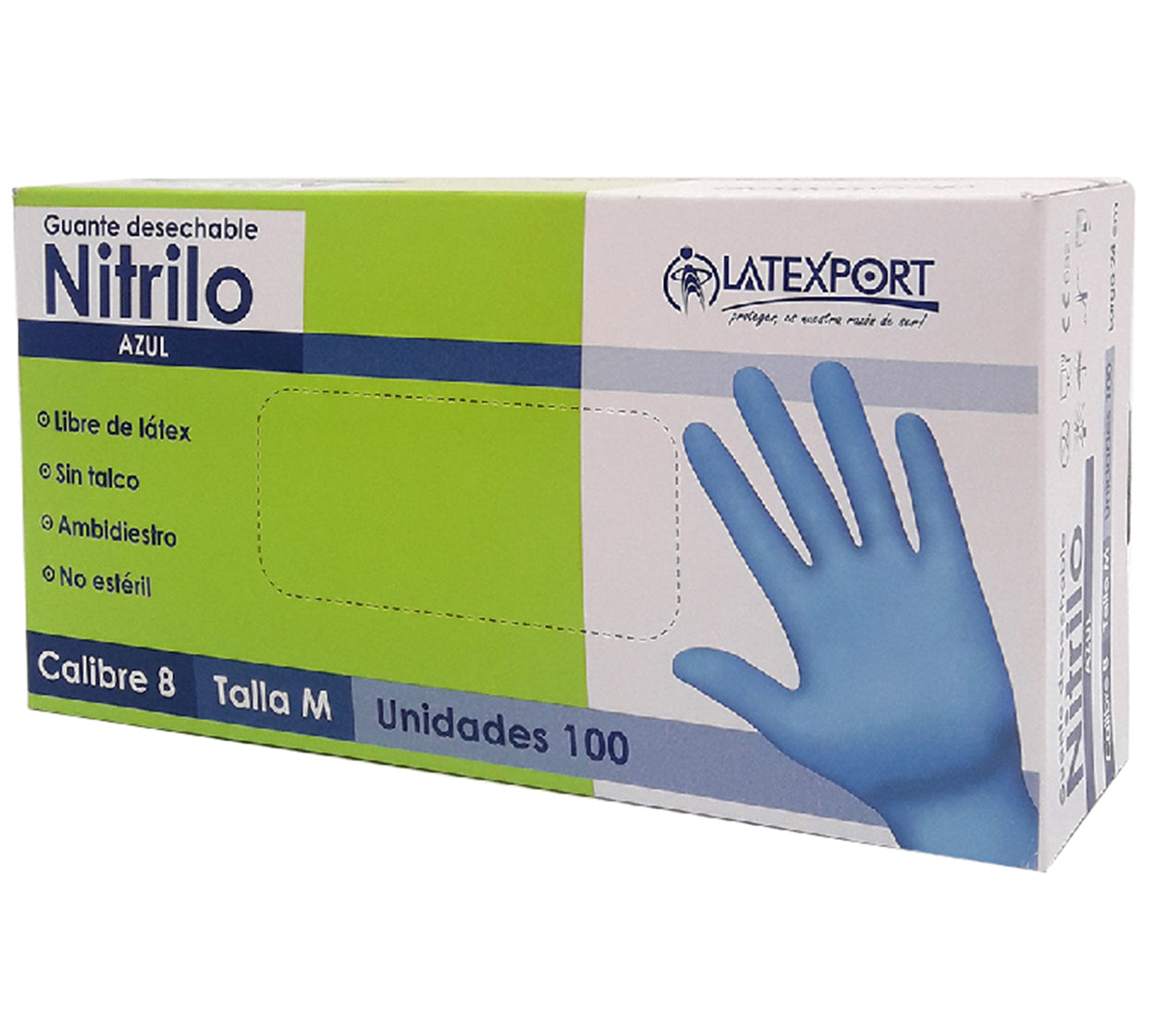 Guante nitrilo azul calibre 8 x 100 talla m