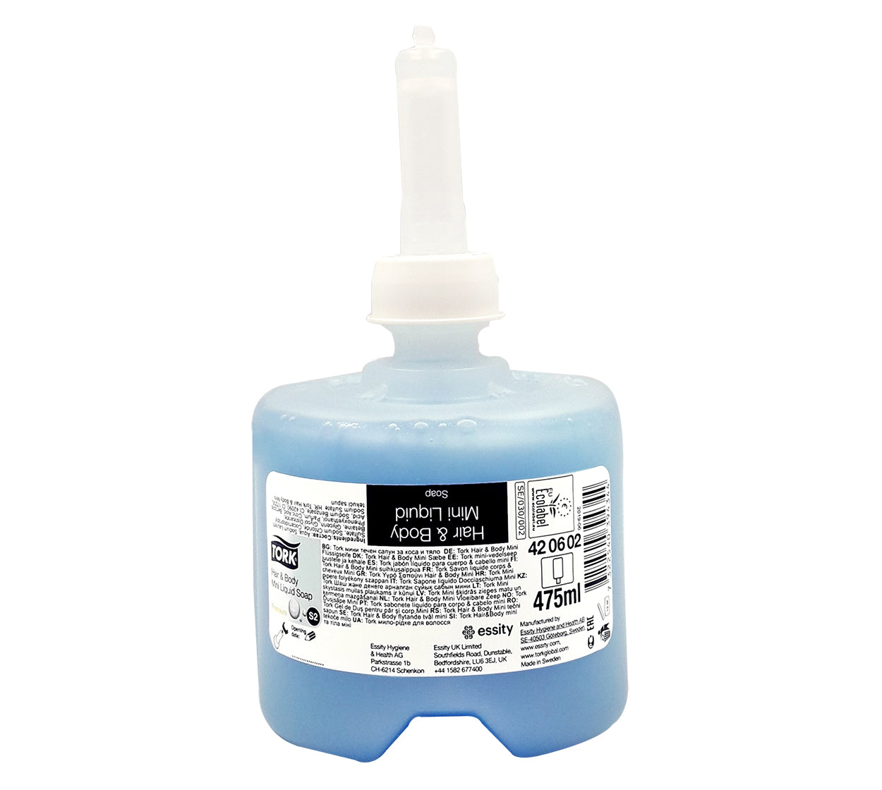 Jabon liquido mini cabello/cuerpo 80560 x 475 ml familia/tork