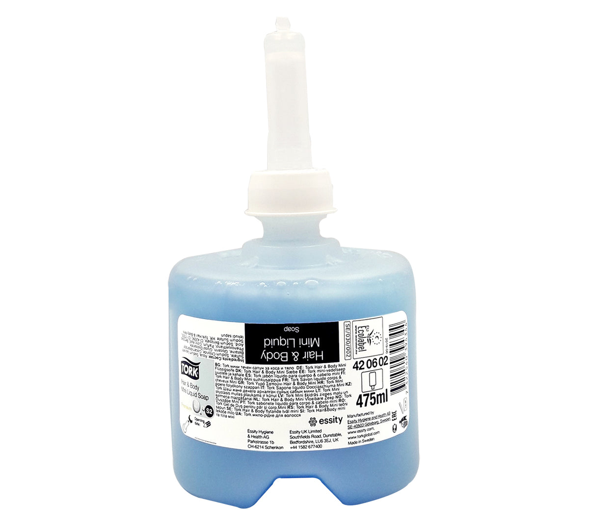 Jabon liquido mini cabello/cuerpo 80560 x 475 ml familia/tork