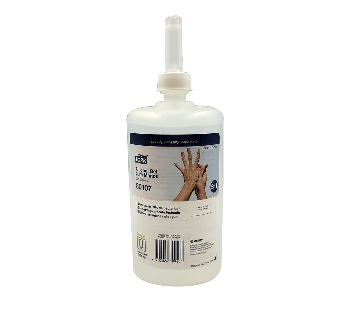 Gel sanitizante al 70 80107 x 1000 ml familia/tork