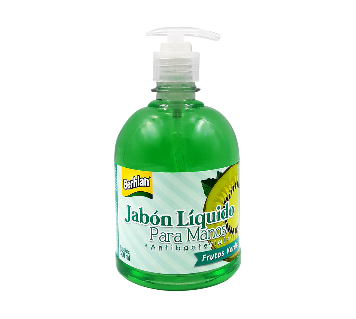 Jabon liquido manos berhlan antibacterial frutos verdes con valvula x 500 ml