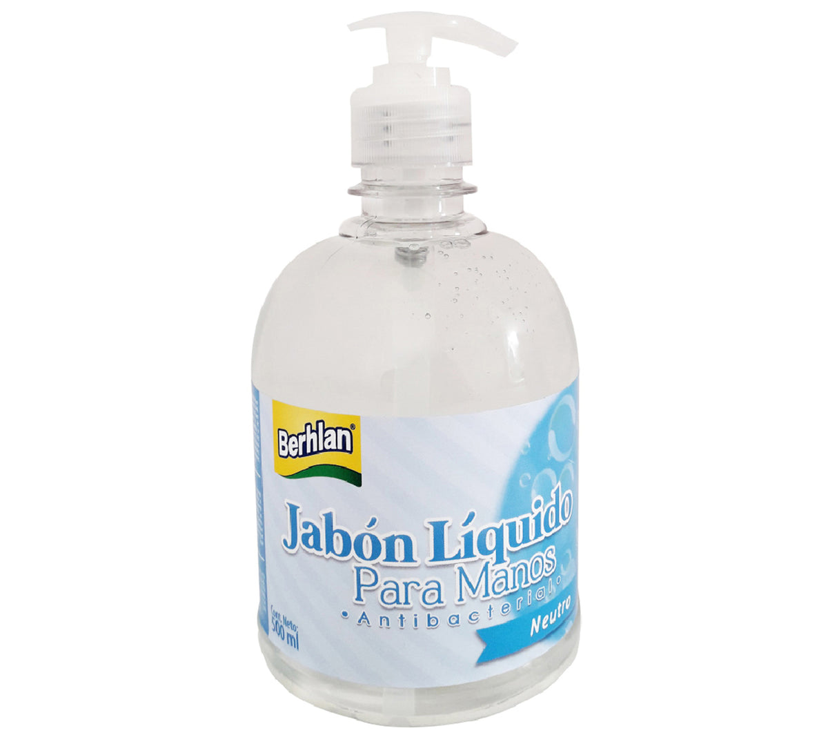 Jabon liquido manos berhlan antibacterial neutro con valvula x 500 ml