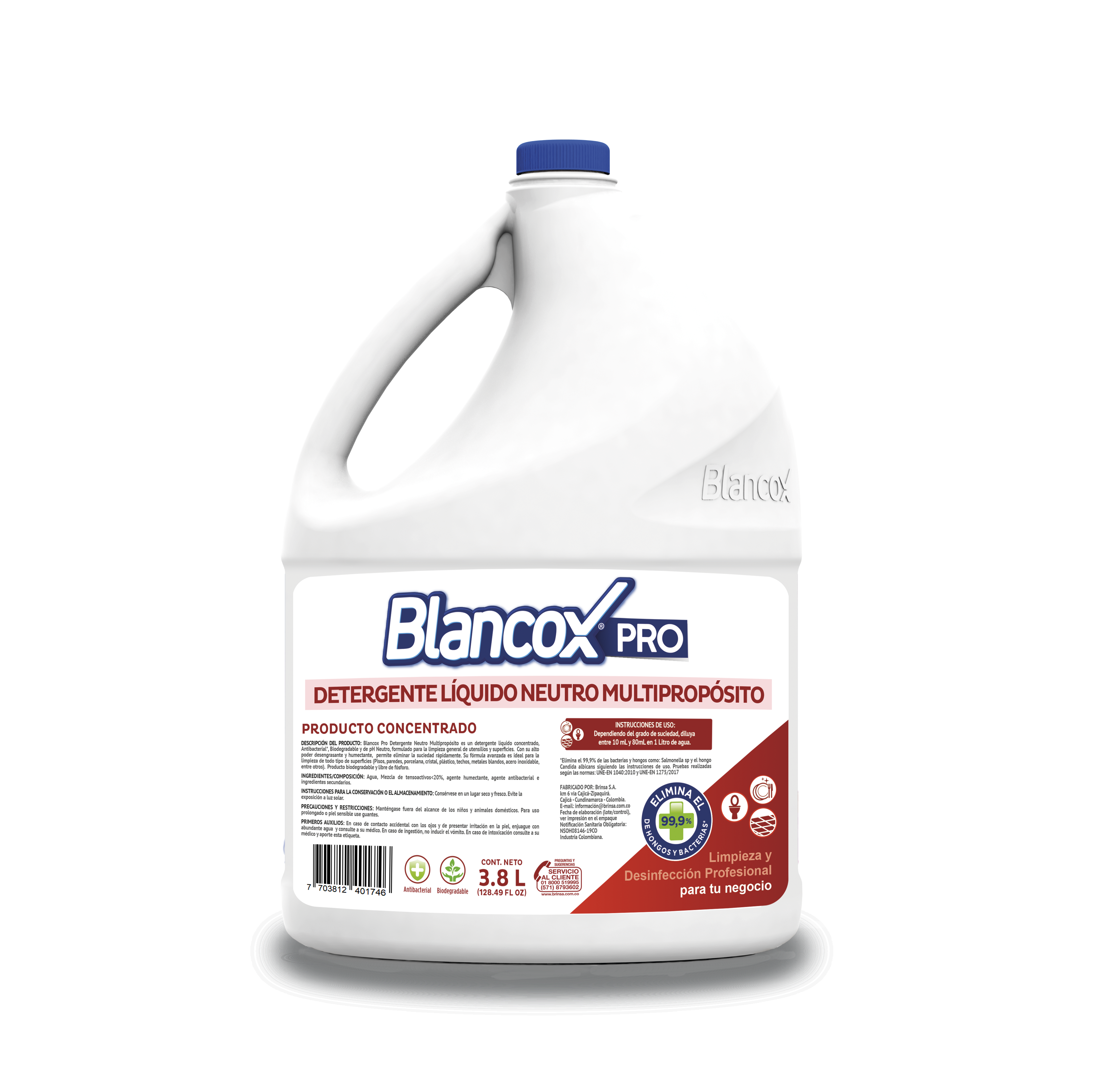 Detergente liquido multiusos neutro blancox x 3800 ml