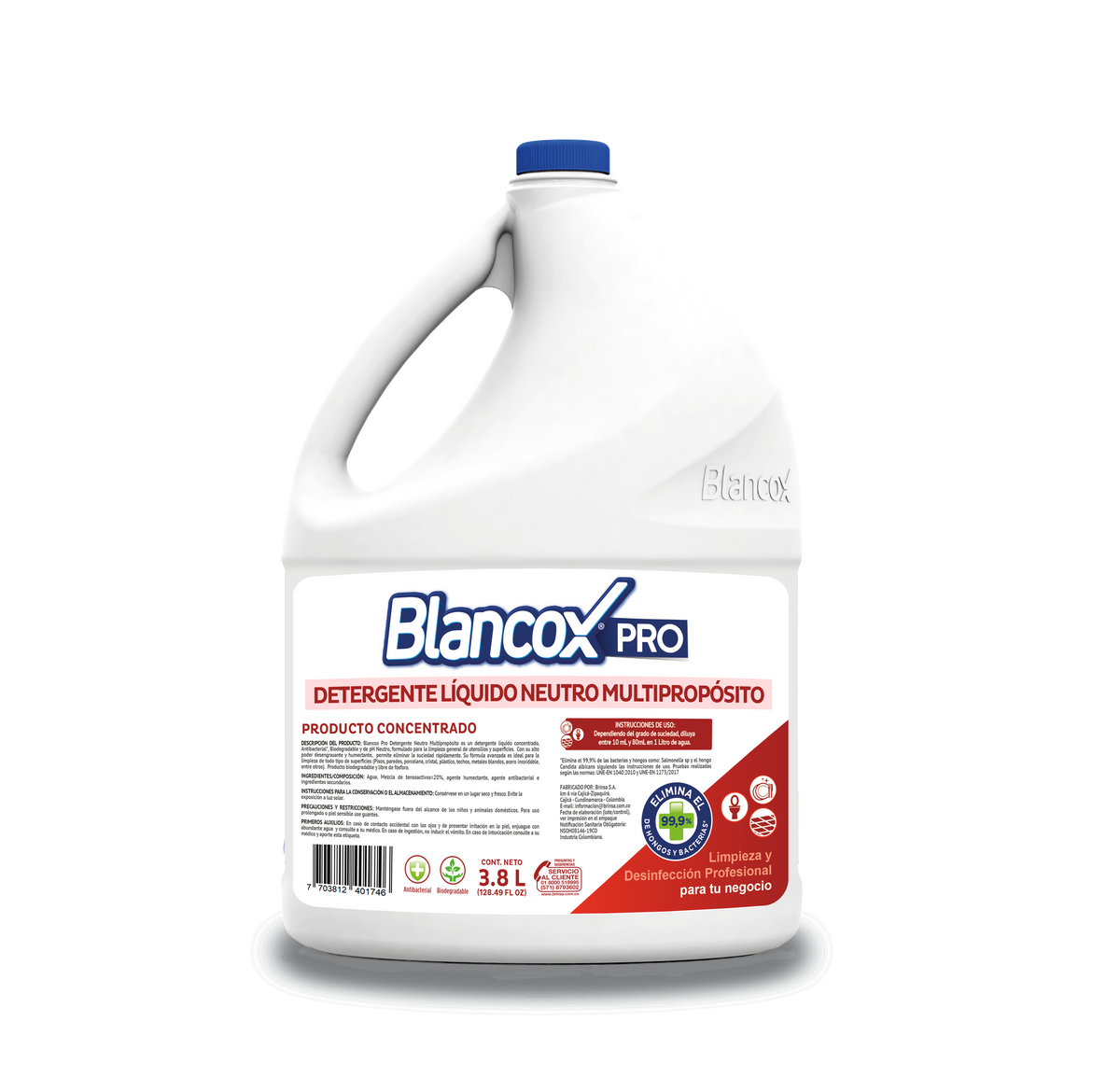 Detergente liquido multiusos neutro blancox x 3800 ml