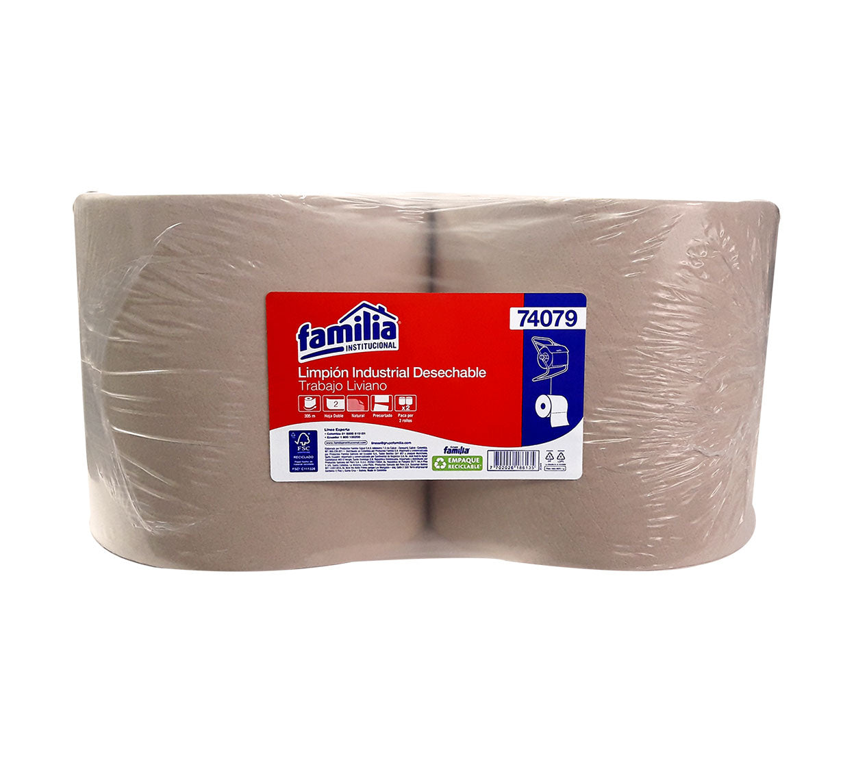 Limpion industrial rollo 74079 x 1x305 mt natural 2h familia/tork