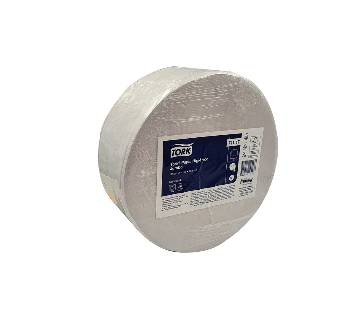 Papel higienico jumbo 71117 x 1x550 mt blanco 1h familia/tork