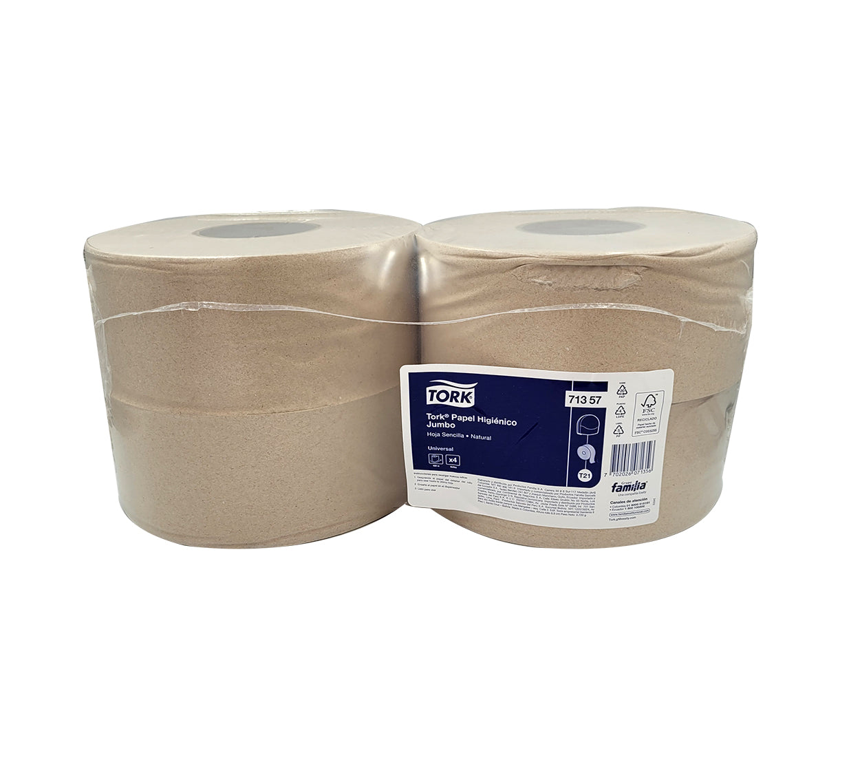 Papel higienico jumbo 71357 x 4x400 mt natural 1h familia/tork
