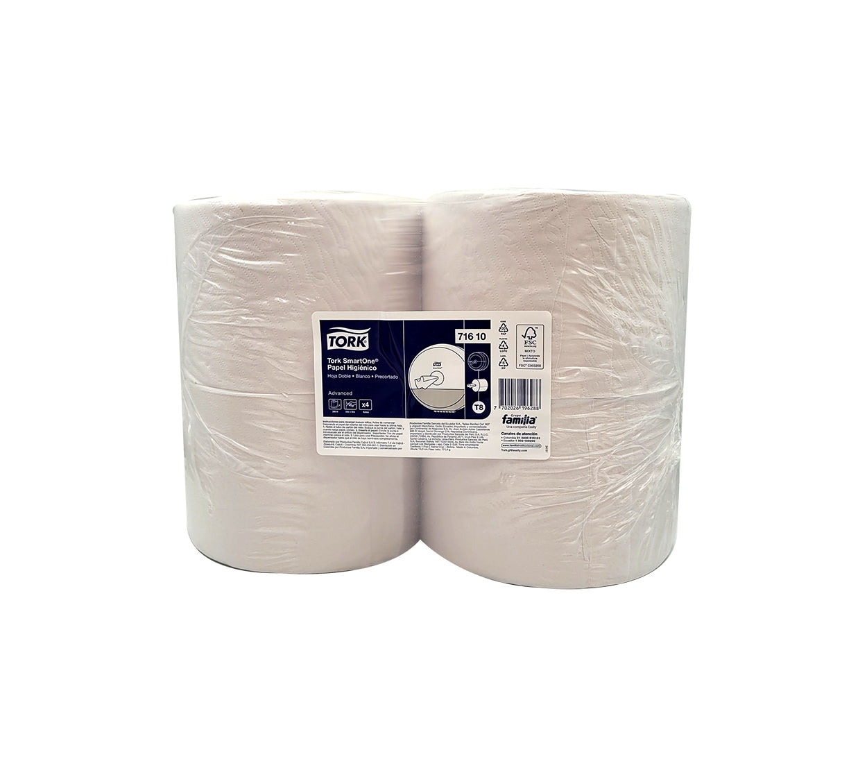 Papel higienico jumbo xtra1 71610 x 4x200 mt blanco familia/tork