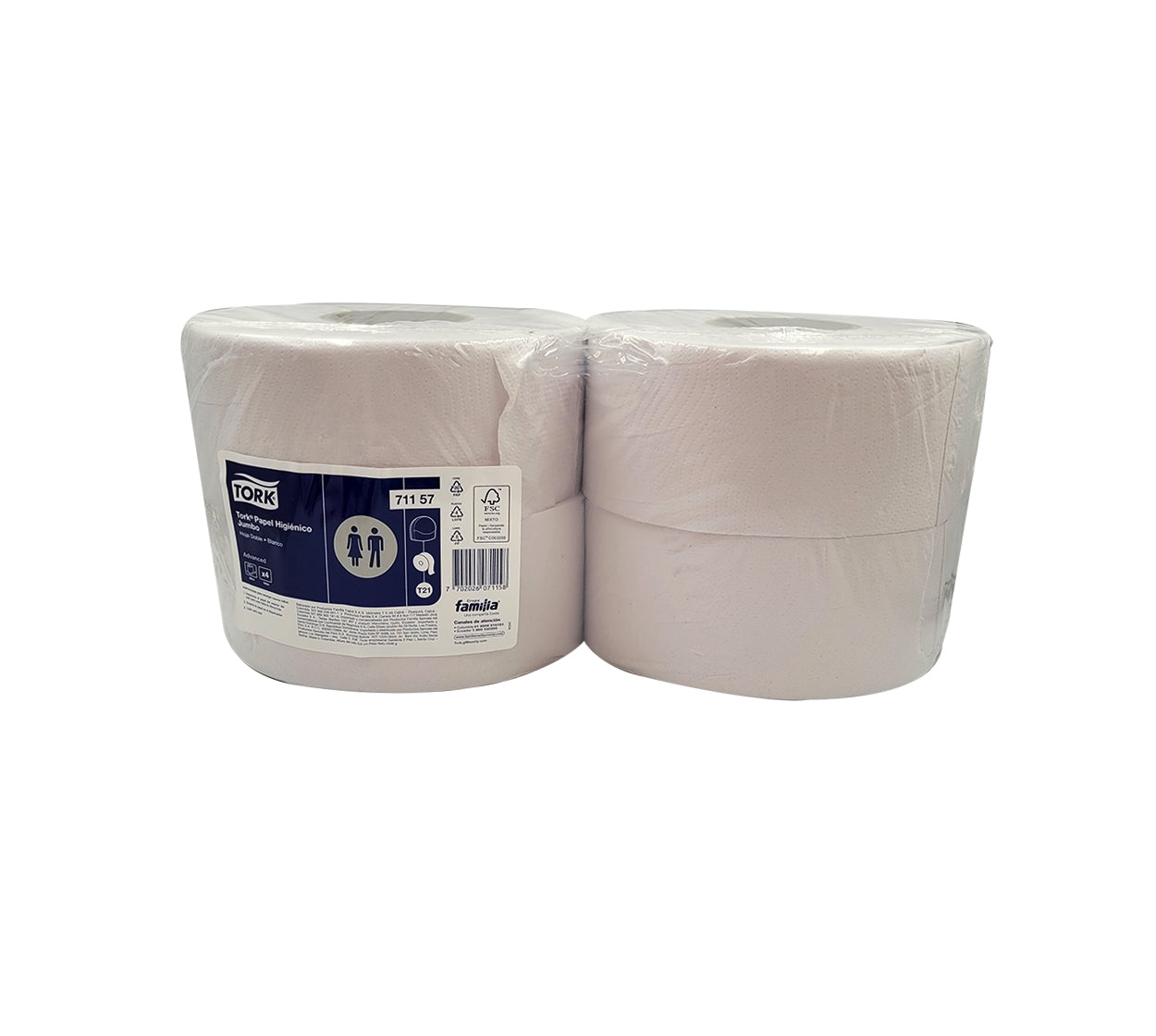 Papel higienico jumbo 202580/71132 x 4x250 mt bc 2h familia/tork