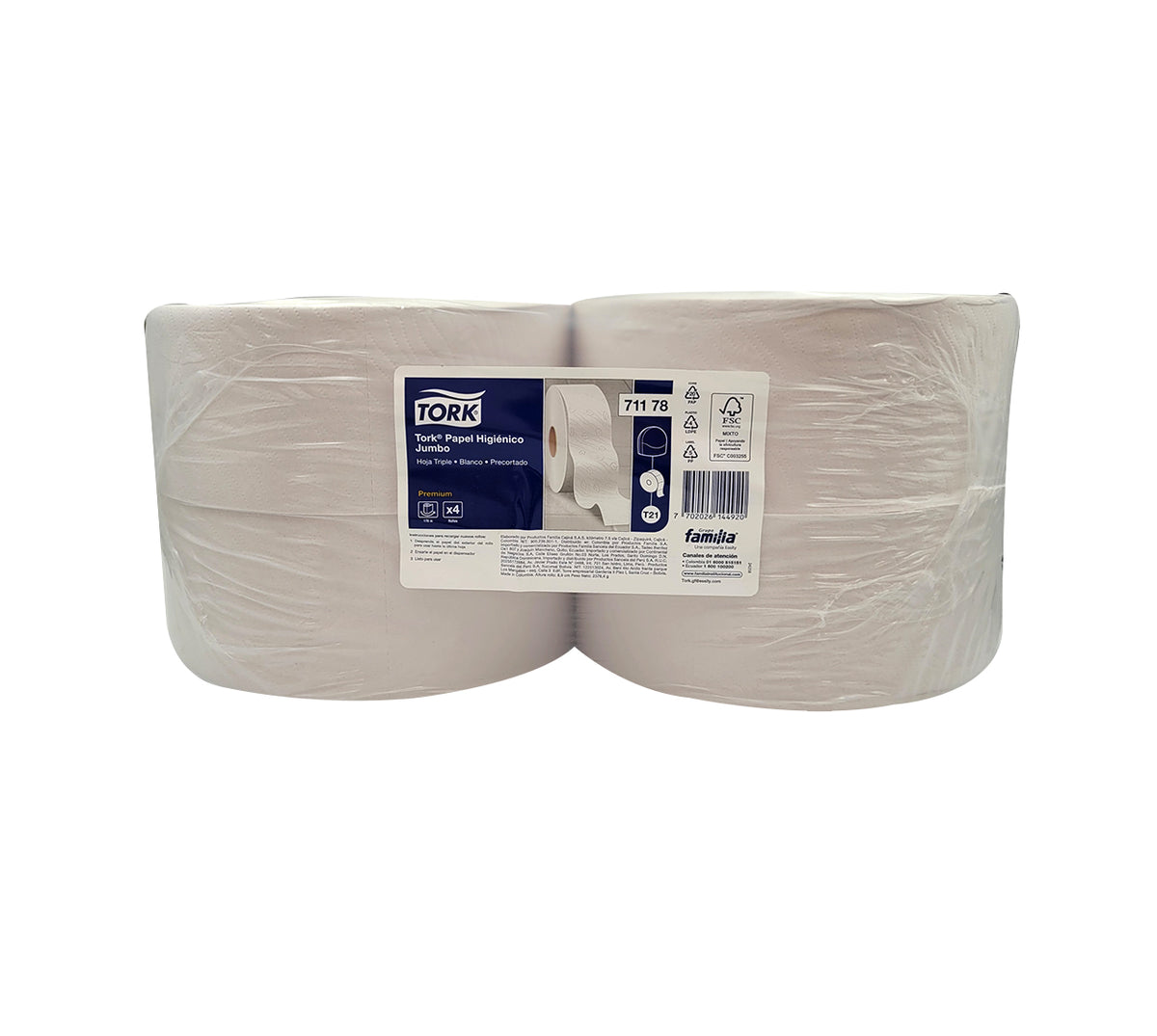 Papel higienico jumbo 202581 x 4x170 mt blanco 3h familia/tork