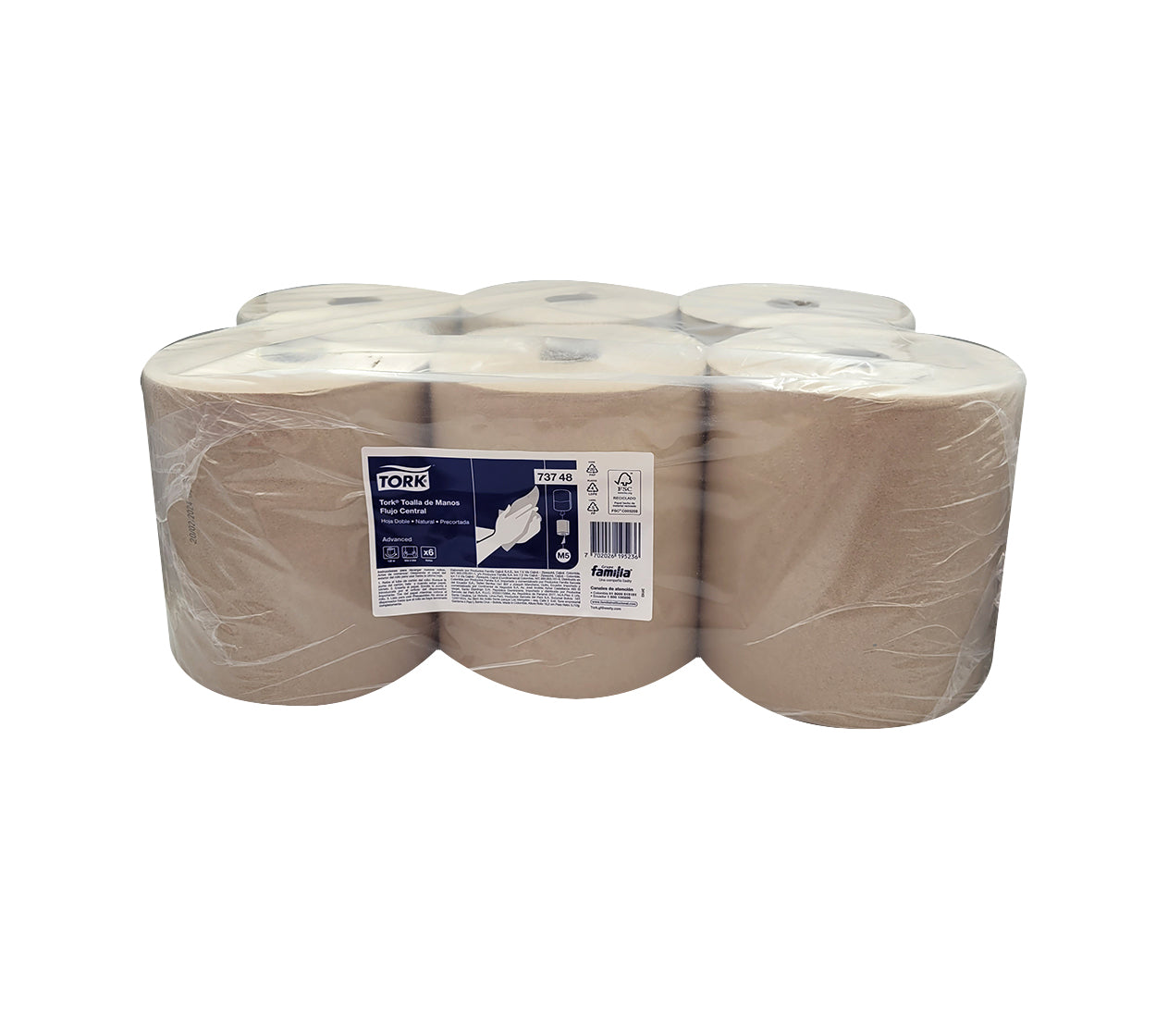Toalla mano rollo 73748 x 6x120 mt natural 2h 1a1 familia/tork