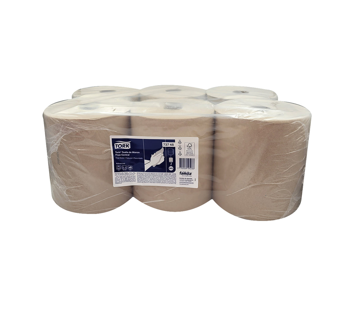 Toalla mano rollo 73748 x 6x120 mt natural 2h 1a1 familia/tork