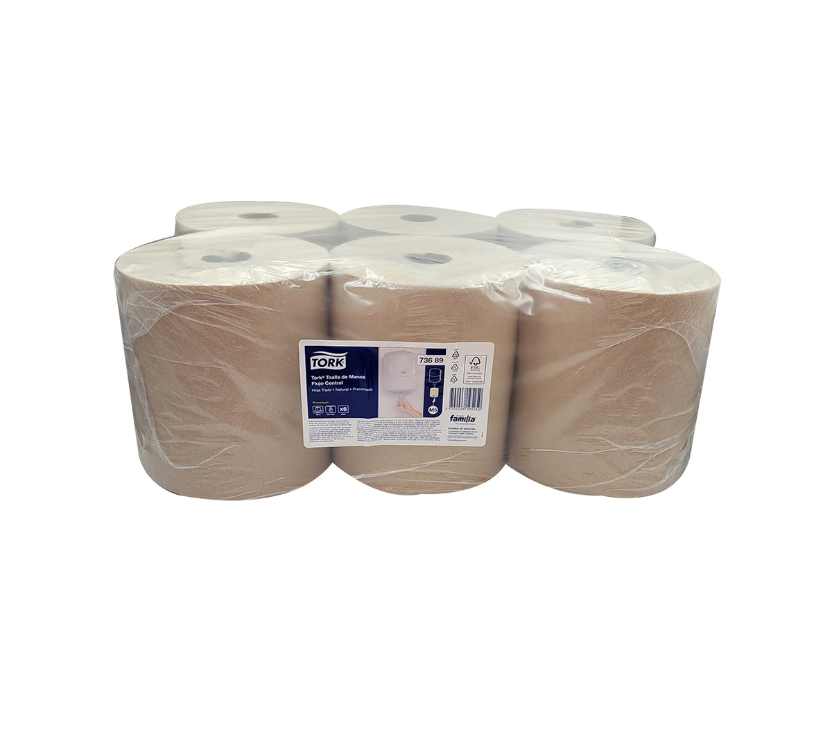 Toalla mano rollo 73689 x 6x100 mt natural 3h familia/tork