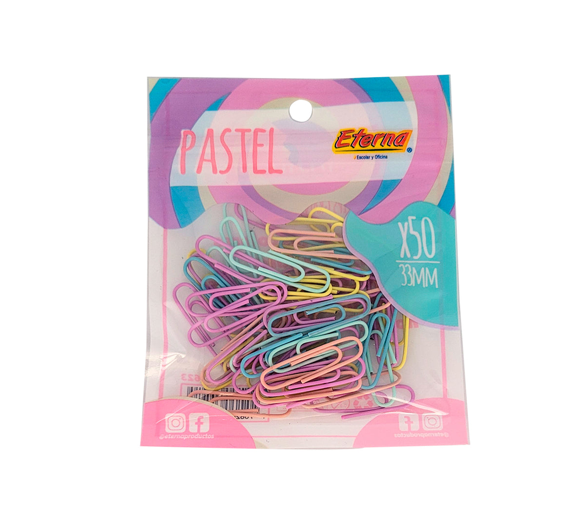 Clip sencillo x 50 pastel eterna et623