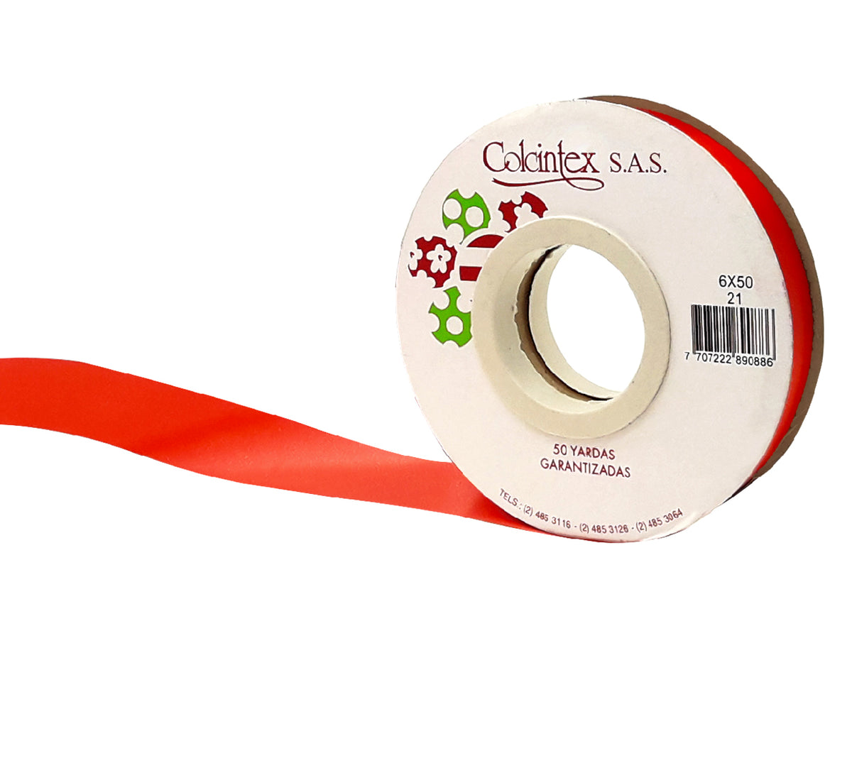 Cinta papel 1.5 cm x 45 mt (moños) rojo