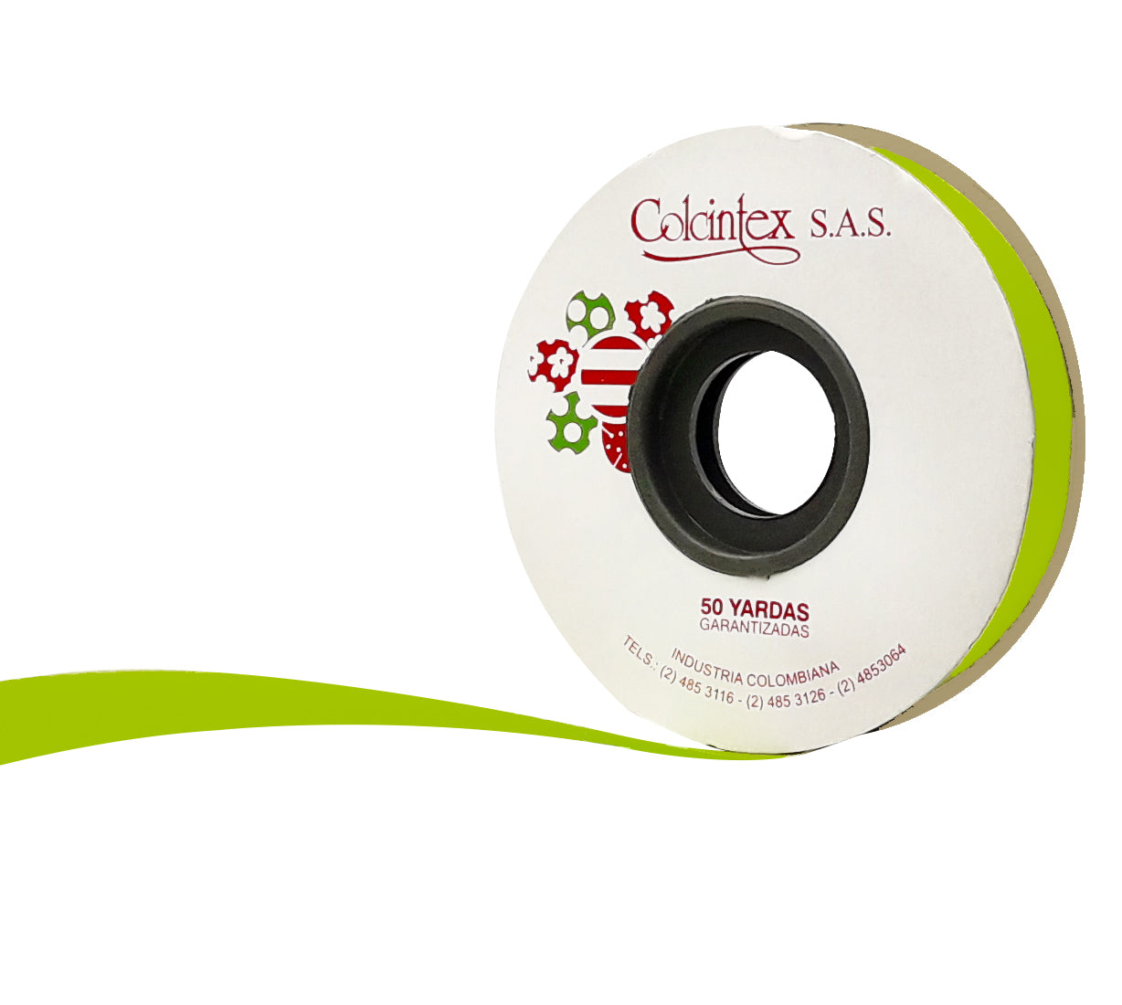 Cinta papel 1.5 cm x 45 mt (moños) verde limon