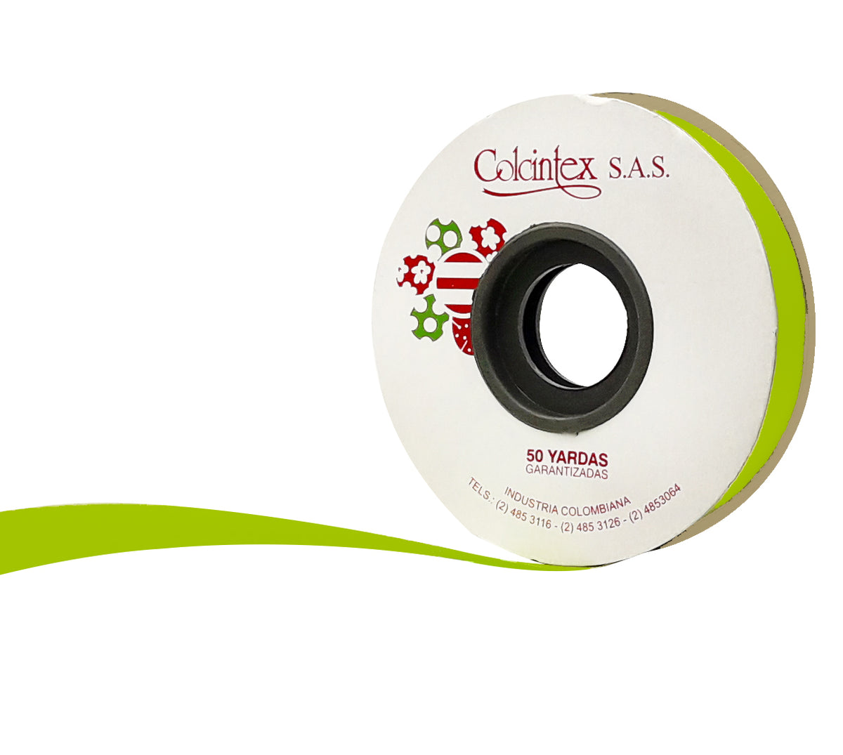 Cinta papel 1.5 cm x 45 mt (moños) verde limon