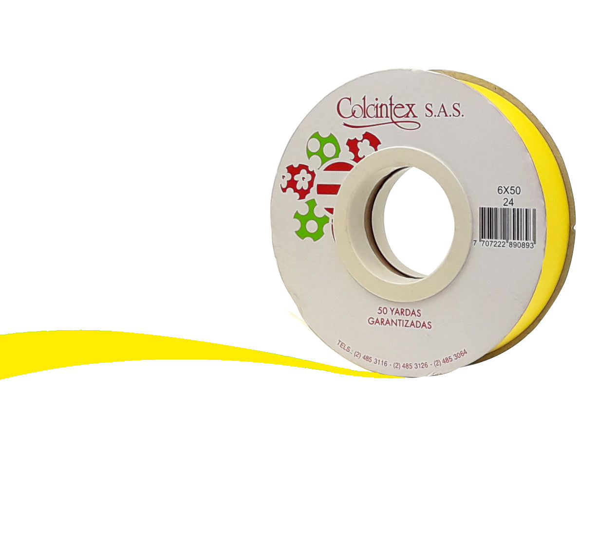 Cinta papel 1.5 cm x 45 mt (moños) amarilla