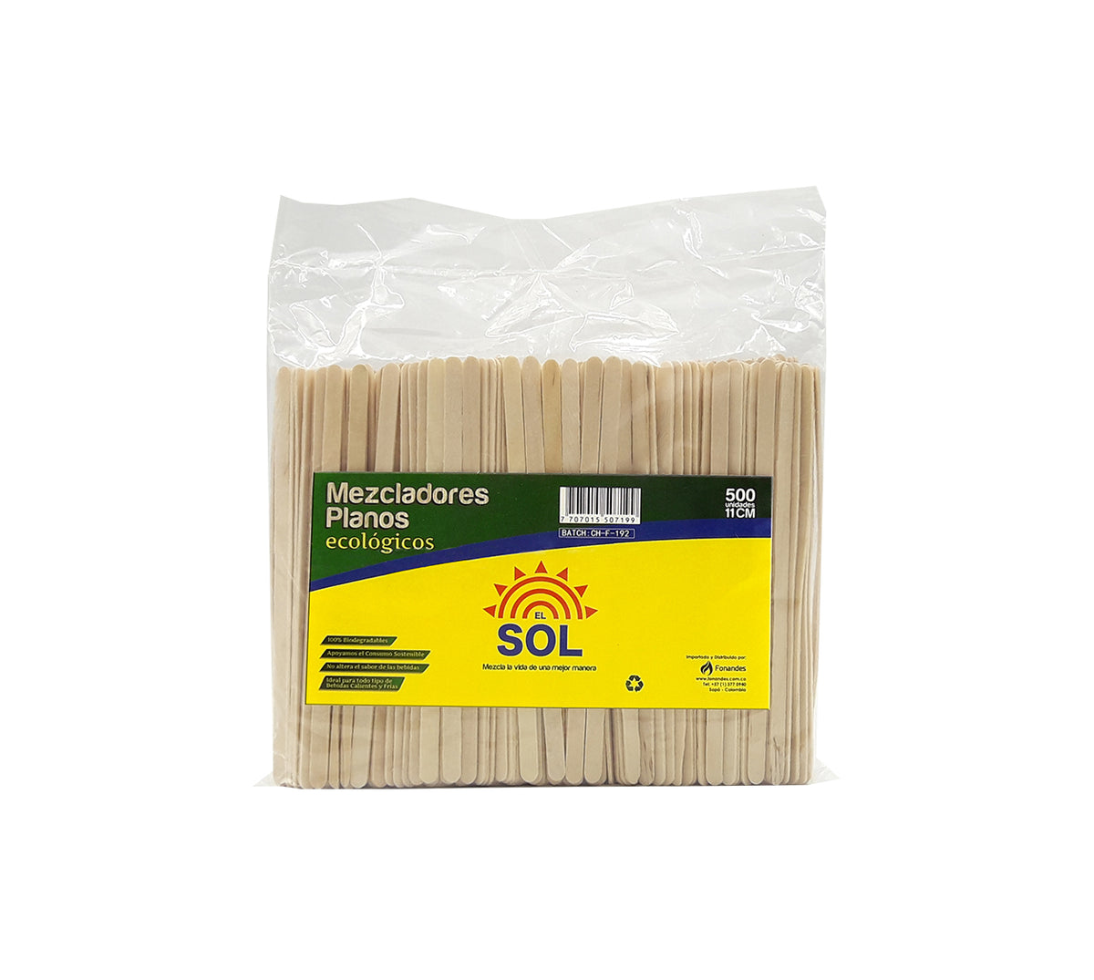 Mezclador madera plano x 500 11 cms