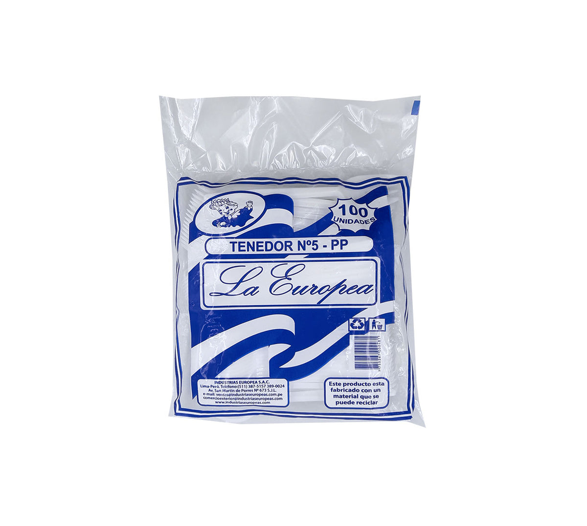 Tenedor desechable pequeño blanco x 100