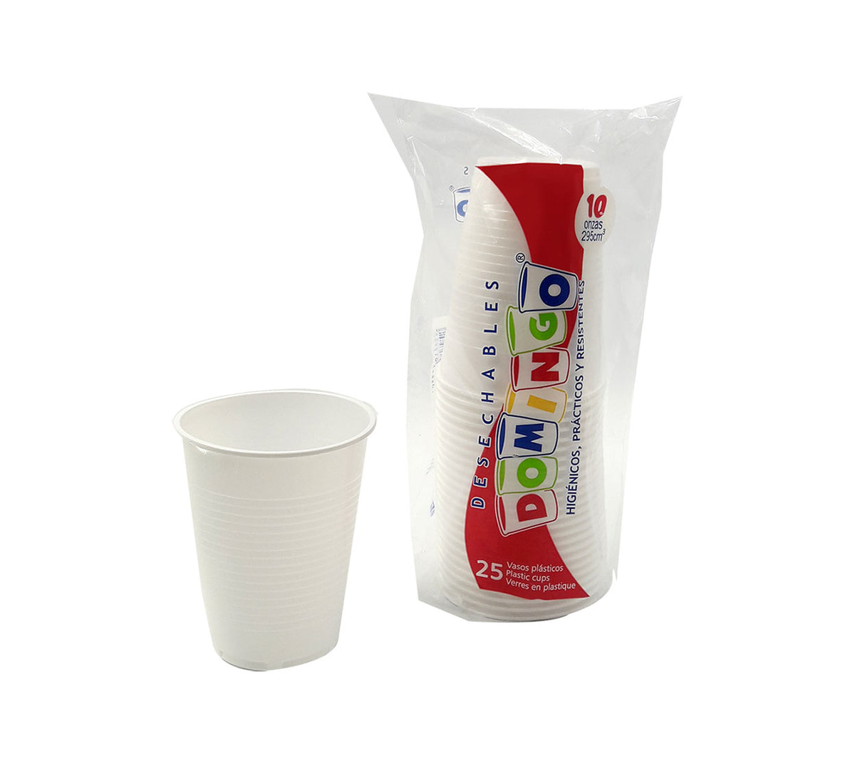 Vaso desechable blanco 10 oz x 25 domingo