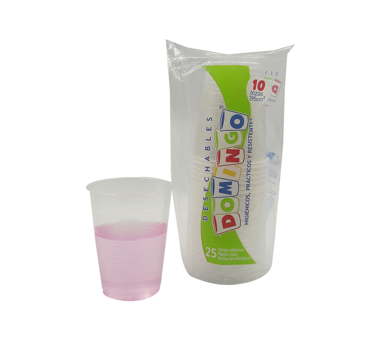 Vaso desechable transparente 10 oz x 25 domingo