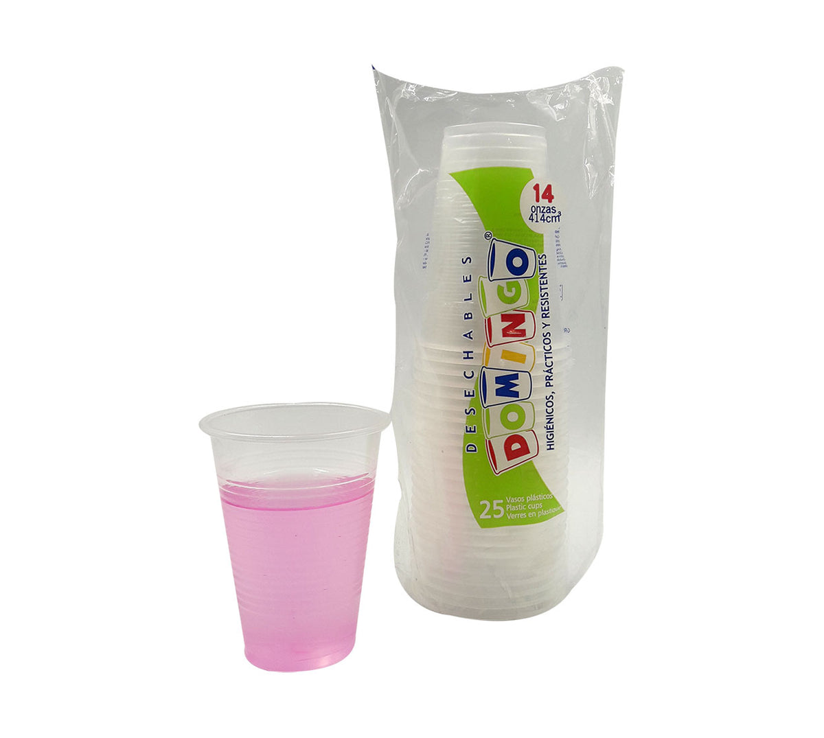 Vaso desechable transparente 14 oz x 25 gutv/domin