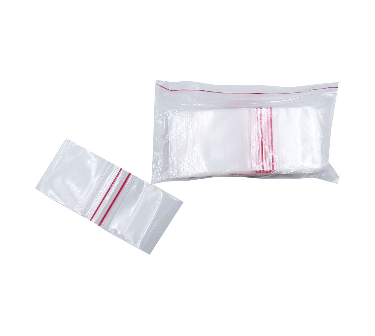 Bolsa plastica transparente cierre rojo 6x5 cm x 100