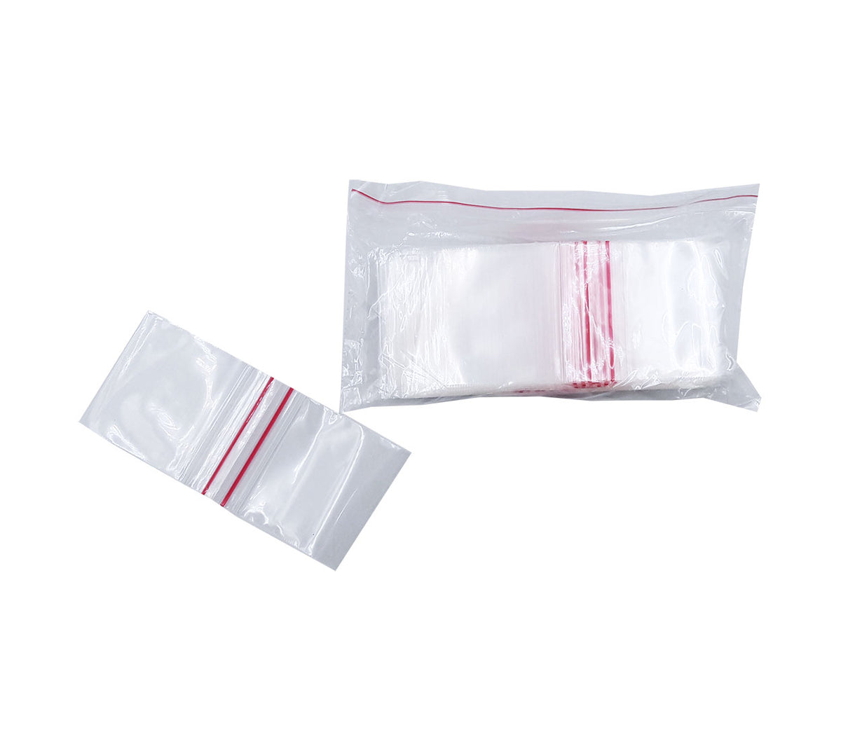 Bolsa plastica transparente cierre rojo 6x5 cm x 100