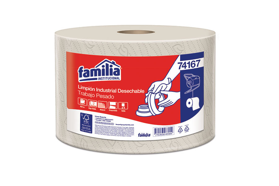 Limpion industrial rollo 74167 x 1x400 mt natural 2h familia/tork