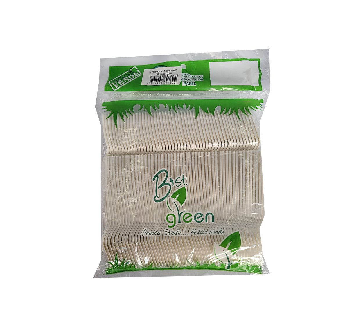 Cuchara biodegradable en almidon de maiz x 100