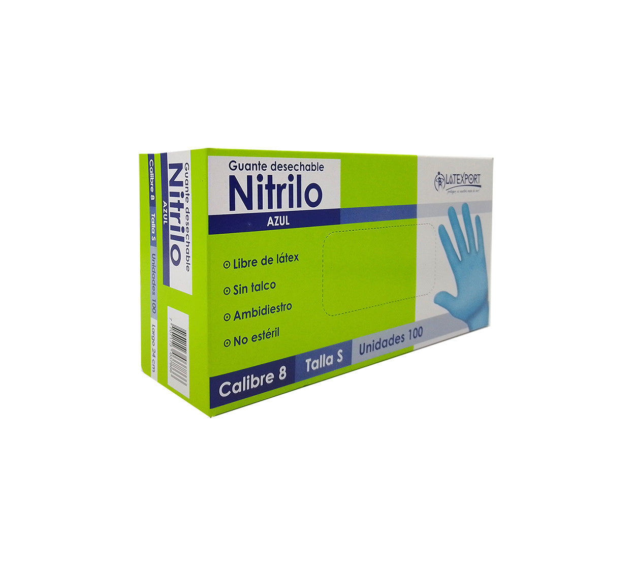 Guante nitrilo azul calibre 8 x 100 talla s