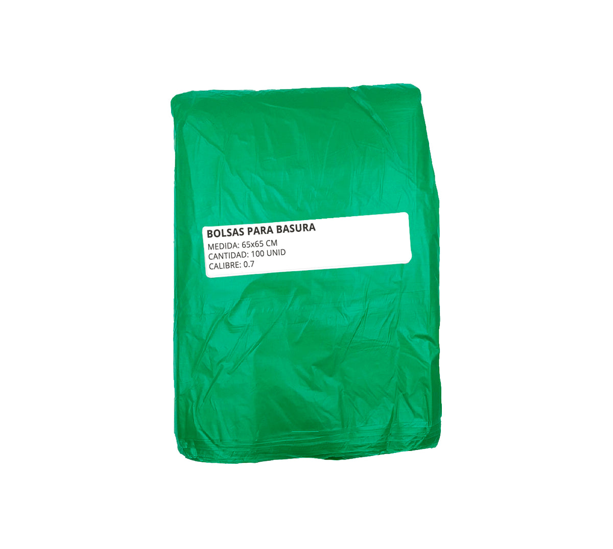 Bolsa basura 65x65 cm verde x 100 calibre 0.7