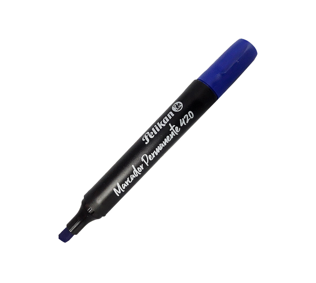 Marcador permanente pelikan 420 azul punta biselada