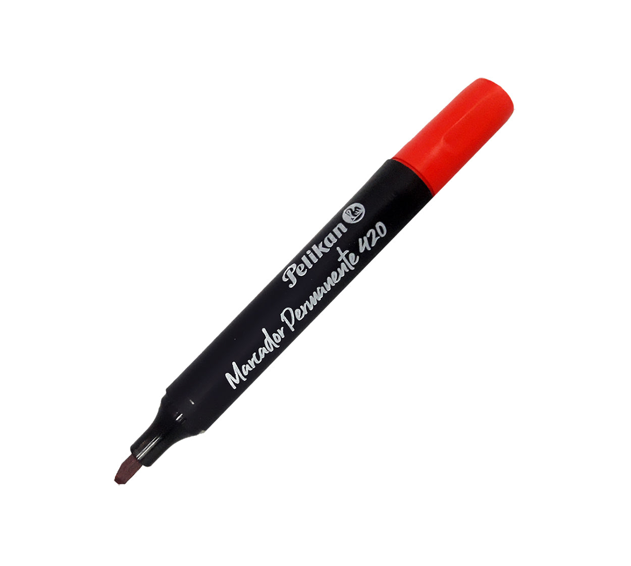 Marcador permanente pelikan 420 rojo punta biselada